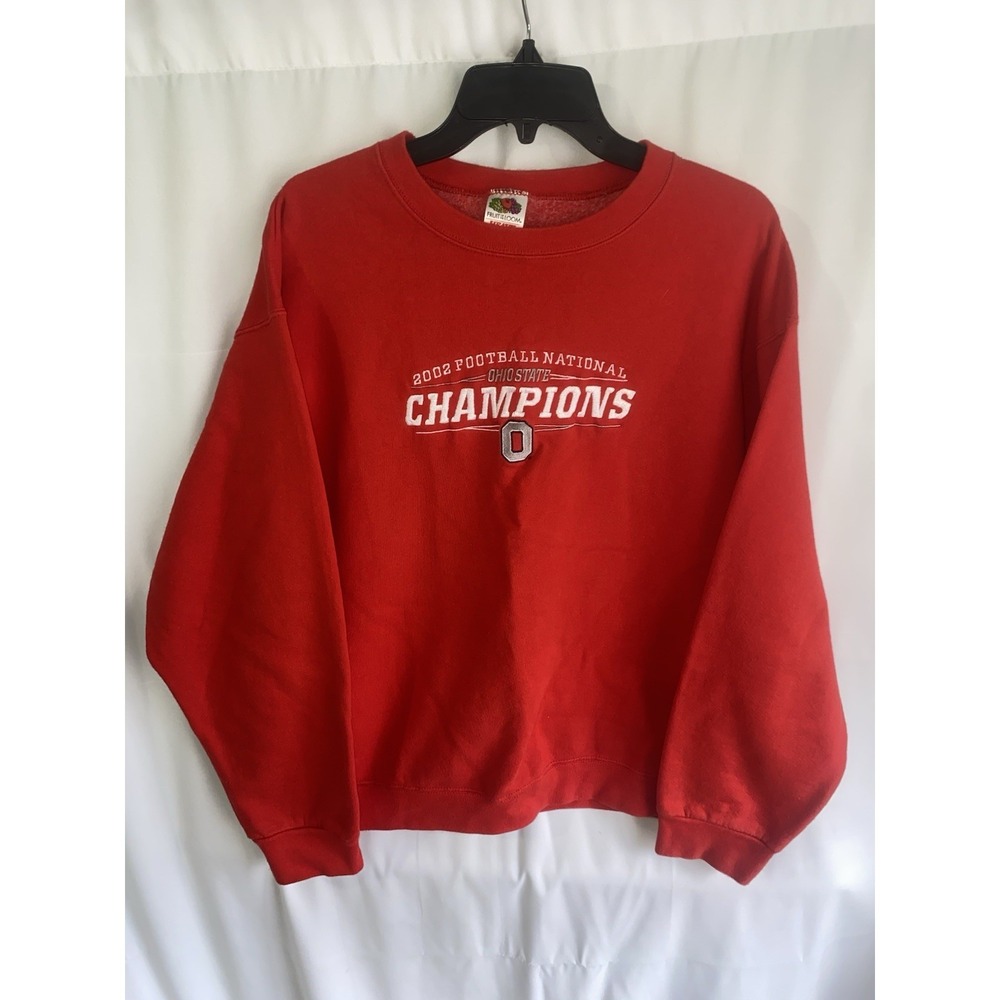 Vintage Ohio State Buckeyes 2002 National Champions Red Embroidered Sweatshirt L